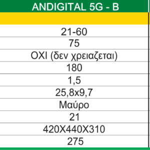 MATEL ANDIGITAL 5G-B ΚΕΡΑΙΑ UHF ΕΞΩΤΕΡΙΚΗ ΜΑΥΡΗ  4K-FULL HD – 1-MT010400007