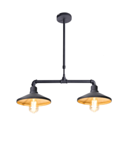 ΚΡΕΜΑΣΤΟ ΦΩΤΙΣΤΙΚΟ 2ΧΕ27 ΜΑΥΡΟ+ΧΡΥΣΟ ΜΕΤΑΛΛΙΚΟ 63Χ22ΧH92CM PIPE ACA DECOR – AR4172P63BG