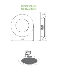 LED Πάνελ Στρογγυλό Νίκελ Ματ 2W ACA Θερμό 3000K IP44 – ARED230RNM