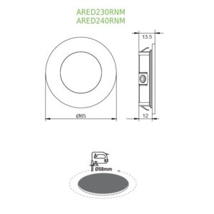 LED Πάνελ Στρογγυλό Νίκελ Ματ 2W ACA Θερμό 3000K IP44 – ARED230RNM