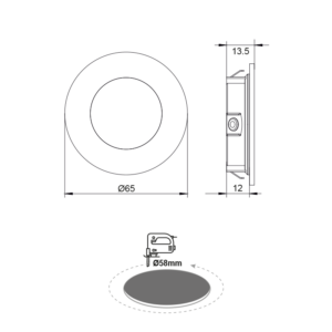 LED Πάνελ Στρογγυλό Νίκελ Ματ 2W 6000K 170Lm 230V AC 100° Ra80 ACA – ARED260RNM