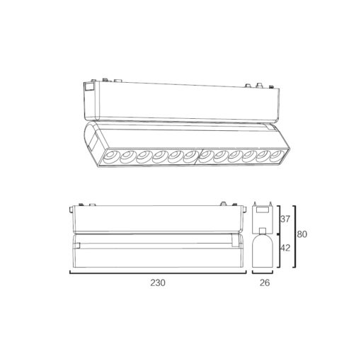 Sun Light ΦΩΤΙΣΤΙΚΑ-ΓΡΑΜΜΙΚΑ-ΜΑΓΝΗΤΙΚΗΣ ΡΑΓΑΣ-48V-ΜΑΥΡΟ ΧΡΩΜΑ-ARION-12GR