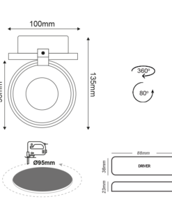 # ΣΠΟΤ ΧΩΝ. ΛΕΥΚΟΜΑΤ 10W COBEPISTARLED 6.400K 800LM 0-359 0- ACA – BEL1064