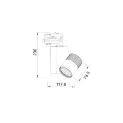 Γκρί Σποτ Ράγας 15W 3000K 4 Καλωδίων 36° 1100LM 230V Ra80 ACA- BIENAL1530G4