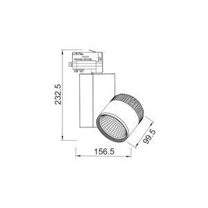 Γκρί Σποτ Ράγας 45W 3000K 4 Καλωδίων 36° 3200LM 230V Ra80 ACA – BIENAL4530G4