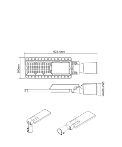 Aca Στεγανό Φωτιστικό Δρόμου με Ενσωματωμένο LED σε Γκρι Χρώμα 90W 12600LM 4000K 150Χ75˚ CLASS I 230V AC IP66 ACA – BISE9040