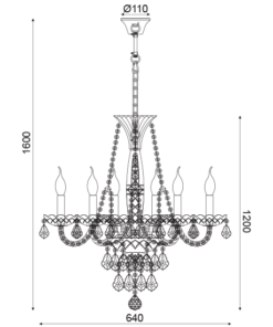 ACA DECOR  – Κρεμαστό Φωτιστικό 6ΧΕ14 Διάφανο Κρύσταλλο + Χρυσό Μεταλλικό Φ64ΧΗ160cm