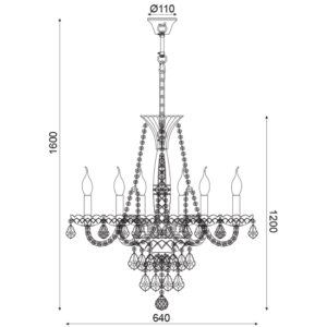 ACA DECOR  – Κρεμαστό Φωτιστικό 6ΧΕ14 Διάφανο Κρύσταλλο + Χρυσό Μεταλλικό Φ64ΧΗ160cm