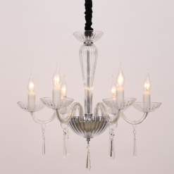 ACA DECOR – Κρεμαστό Φωτιστικό 6ΧΕ14 Διάφανο Κρύσταλλο + Χρώμιο Μέταλλο Φ54ΧΗ178cm