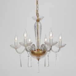ACA DECOR – Κρεμαστό Φωτιστικό 6ΧΕ14 Διάφανο Κρύσταλλο + Χρυσό Μεταλλικό Φ54ΧΗ178cm