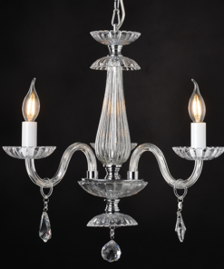 ACA DECOR – Κρεμαστό Φωτιστικό 3ΧΕ14 Διάφανο Κρύσταλλο + Χρώμιο Μέταλλο Φ49ΧΗ173cm