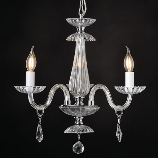 ACA DECOR   – Κρεμαστό Φωτιστικό 3ΧΕ14 Διάφανο Κρύσταλλο + Χρώμιο Μέταλλο Φ49ΧΗ173cm