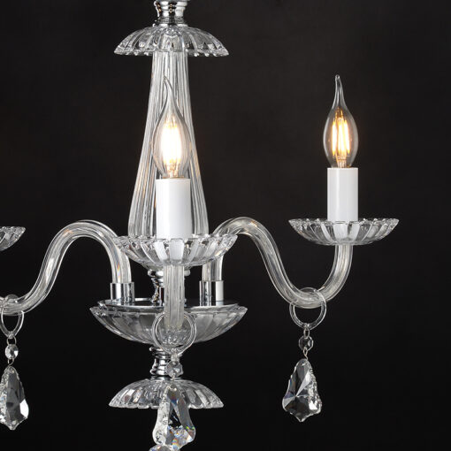 ACA DECOR   – Κρεμαστό Φωτιστικό 3ΧΕ14 Διάφανο Κρύσταλλο + Χρώμιο Μέταλλο Φ49ΧΗ173cm