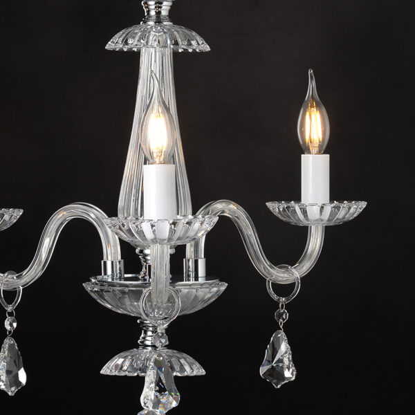 ACA DECOR   – Κρεμαστό Φωτιστικό 3ΧΕ14 Διάφανο Κρύσταλλο + Χρώμιο Μέταλλο Φ49ΧΗ173cm