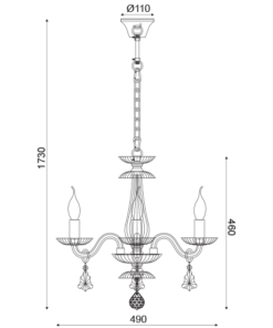 ACA DECOR   – Κρεμαστό Φωτιστικό 3ΧΕ14 Σαμπανιζέ Κρύσταλλο + Χρυσό Μέταλλο Φ49ΧΗ173cm