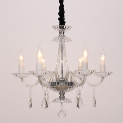 ACA DECOR – Κρεμαστό Φωτιστικό 6ΧΕ14 Διάφανο Κρύσταλλο + Χρώμιο Μέταλλο Φ53ΧH173cm