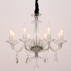 ACA DECOR – Κρεμαστό Φωτιστικό 8ΧΕ14 Διάφανο Κρύσταλλο + Χρώμιο Μέταλλο Φ59ΧΗ178cm