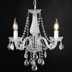 ACA DECOR – Κρεμαστό Φωτιστικό 3ΧΕ14 Διάφανο Κρύσταλλο + Χρώμιο Μέταλλο Φ48ΧΗ160cm