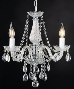 ACA DECOR – Κρεμαστό Φωτιστικό 3ΧΕ14 Διάφανο Κρύσταλλο + Χρώμιο Μέταλλο Φ48ΧΗ160cm