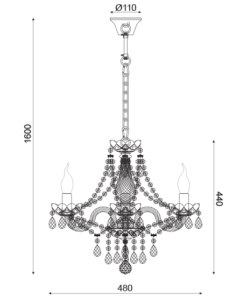 ACA DECOR   – Κρεμαστό Φωτιστικό 3ΧΕ14 Διάφανο Κρύσταλλο + Χρώμιο Μέταλλο Φ48ΧΗ160cm