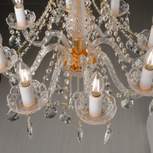 ACA DECOR  – Κρεμαστό Φωτιστικό 6ΧΕ14 Διάφανο Κρύσταλλο + Χρυσό Μεταλλικό  Φ51ΧH162cm