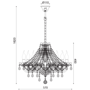 ACA DECOR  – Κρεμαστό Φωτιστικό 8ΧΕ14 Διάφανο Κρύσταλλο + Χρυσό Μεταλλικό Φ57ΧΗ162cm