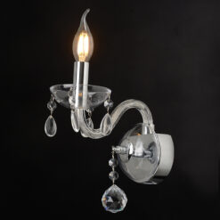 ACA DECOR – Επίτοιχο Φωτιστικό 1ΧΕ14 Διάφανο Κρύσταλλο + Χρώμιο Μέταλλο 20X32cm