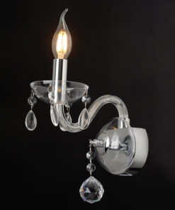 ACA DECOR – Επίτοιχο Φωτιστικό 1ΧΕ14 Διάφανο Κρύσταλλο + Χρώμιο Μέταλλο 20X32cm