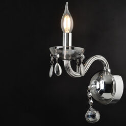 ACA DECOR – Επίτοιχο Φωτιστικό 1ΧΕ14 Φιμέ Κρύσταλλο + Χρώμιο Μέταλλο 20X32cm