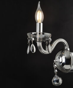 ACA DECOR – Επίτοιχο Φωτιστικό 1ΧΕ14 Φιμέ Κρύσταλλο + Χρώμιο Μέταλλο 20X32cm