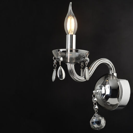 ACA DECOR   – Επίτοιχο Φωτιστικό 1ΧΕ14 Φιμέ Κρύσταλλο + Χρώμιο Μέταλλο 20X32cm