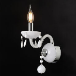 ACA DECOR – Επίτοιχο Φωτιστικό 1ΧΕ14 Λευκό Κρύσταλλο + Χρώμιο Μέταλλο 20X32cm