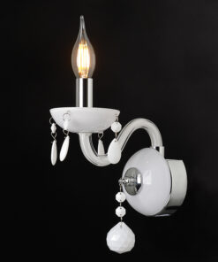 ACA DECOR – Επίτοιχο Φωτιστικό 1ΧΕ14 Λευκό Κρύσταλλο + Χρώμιο Μέταλλο 20X32cm
