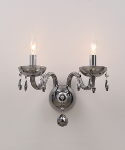 ACA DECOR – Επίτοιχο Φωτιστικό 2ΧΕ14 Φιμέ Κρύσταλλο + Χρώμιο Μέταλλο 38X31cm