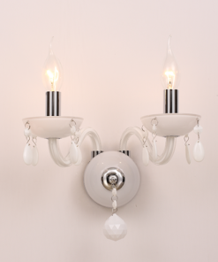 ACA DECOR – Επίτοιχο Φωτιστικό 2ΧΕ14 Λευκό Κρύσταλλο + Χρώμιο Μέταλλο 38X31cm