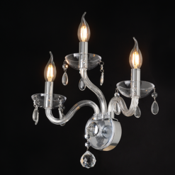 ACA DECOR – Επίτοιχο Φωτιστικό 3ΧΕ14 Διάφανο Κρύσταλλο + Χρώμιο Μέταλλο 38X40cm