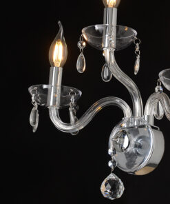 ACA DECOR   – Επίτοιχο Φωτιστικό 3ΧΕ14 Διάφανο Κρύσταλλο + Χρώμιο Μέταλλο 38X40cm