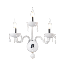 ACA DECOR – Επίτοιχο Φωτιστικό 3ΧΕ14 Λευκό Κρύσταλλο + Χρώμιο Μέταλλο 38X40cm