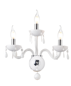 ACA DECOR – Επίτοιχο Φωτιστικό 3ΧΕ14 Λευκό Κρύσταλλο + Χρώμιο Μέταλλο 38X40cm