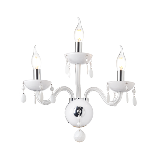 ACA DECOR   – Επίτοιχο Φωτιστικό 3ΧΕ14 Λευκό Κρύσταλλο + Χρώμιο Μέταλλο 38X40cm