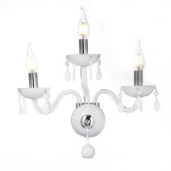 ACA DECOR   – Επίτοιχο Φωτιστικό 3ΧΕ14 Λευκό Κρύσταλλο + Χρώμιο Μέταλλο 38X40cm