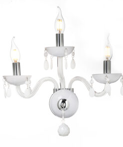 ACA DECOR   – Επίτοιχο Φωτιστικό 3ΧΕ14 Λευκό Κρύσταλλο + Χρώμιο Μέταλλο 38X40cm