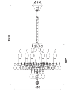 ACA DECOR  – Κρεμαστό Φωτιστικό 6ΧΕ14 Λευκό Κρύσταλλο + Χρώμιο Μέταλλο Φ45ΧΗ168cm