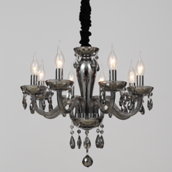 ACA DECOR – Κρεμαστό Φωτιστικό 8ΧΕ14 Φιμέ Κρύσταλλο + Χρώμιο Μέταλλο Φ49ΧΗ168cm