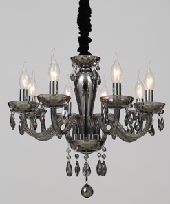 ACA DECOR – Κρεμαστό Φωτιστικό 8ΧΕ14 Φιμέ Κρύσταλλο + Χρώμιο Μέταλλο Φ49ΧΗ168cm