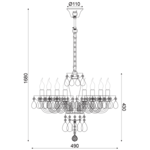 ACA DECOR  – Κρεμαστό Φωτιστικό 8ΧΕ14 Φιμέ Κρύσταλλο + Χρώμιο Μέταλλο Φ49ΧΗ168cm