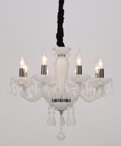ACA DECOR – Κρεμαστό Φωτιστικό 8ΧΕ14 Λευκό Κρύσταλλο + Χρώμιο Μέταλλο Φ49ΧΗ168cm