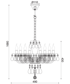 ACA DECOR  – Κρεμαστό Φωτιστικό 8ΧΕ14 Λευκό Κρύσταλλο + Χρώμιο Μέταλλο Φ49ΧΗ168cm