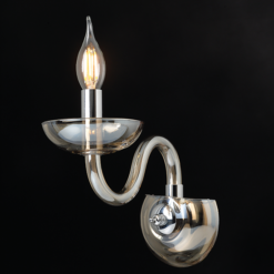 ACA DECOR – Επίτοιχο Φωτιστικό 1ΧΕ14 Cognac Κρύσταλλο + Χρώμιο Μέταλλο 22X30cm