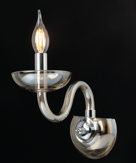 ACA DECOR – Επίτοιχο Φωτιστικό 1ΧΕ14 Cognac Κρύσταλλο + Χρώμιο Μέταλλο 22X30cm